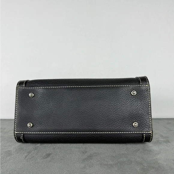 Dooney and Bourke Black Pebbled Leather Satchel with Key Lock and Duck Charm - Picture 5 of 12